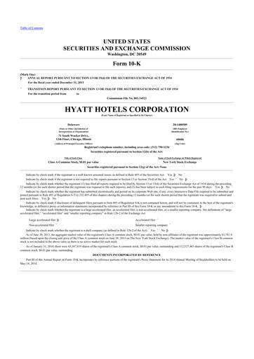 Thumbnail Hyatt Hotels 10-K Annual Report 2013