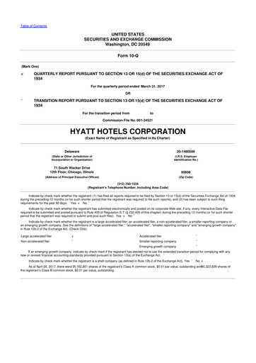 Thumbnail Hyatt Hotels 10-Q Quarterly Report FY2017 