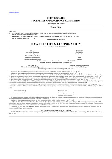 Thumbnail Hyatt Hotels 10-K Annual Report 2018