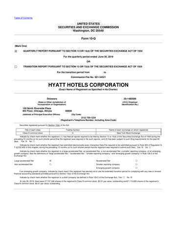 Thumbnail Hyatt Hotels 10-Q Quarterly Report FY2019 