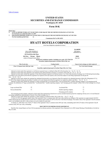 Thumbnail Hyatt Hotels 10-K Annual Report 2019