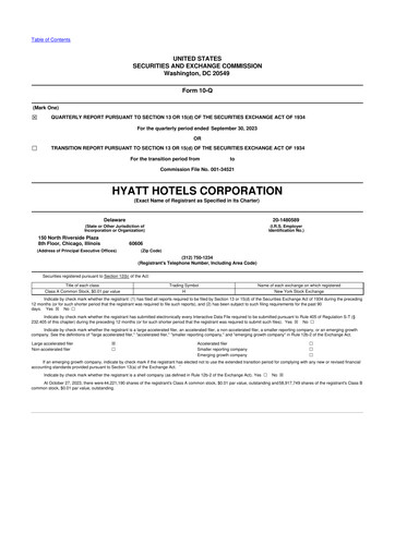 Thumbnail Hyatt Hotels 10-Q Quarterly Report FY2023 