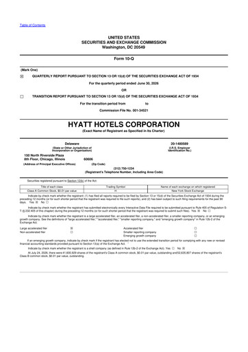 Vorschaubild Hyatt Hotels 10-Q Quartalsbericht 2026 
