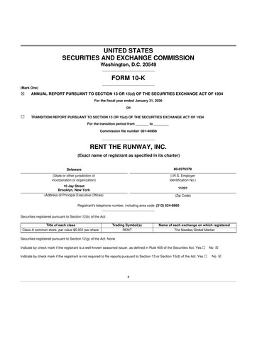 Miniature Rent the Runway 10-K Rapport annuel 