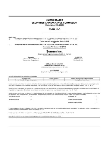 Thumbnail Sunrun
 10-Q Quarterly Report FY2022 