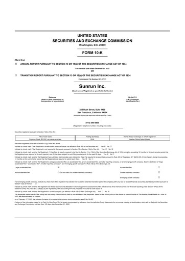 Thumbnail Sunrun
 10-K Annual Report 2022