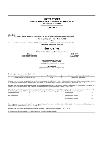 Thumbnail Sunrun
 10-Q Quarterly Report FY2025 