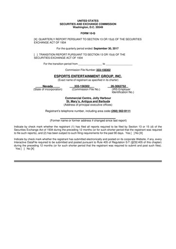 Thumbnail Esports Entertainment
 10-Q Quarterly Report FY2017 