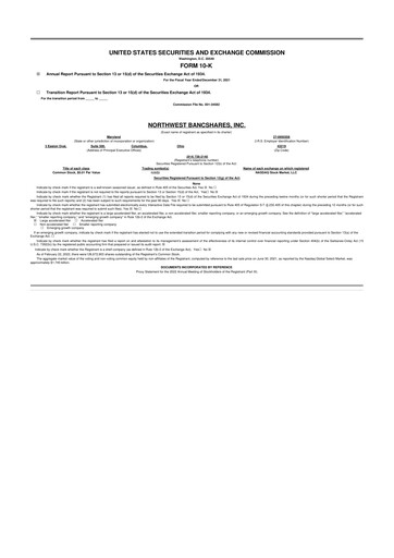 Thumbnail Northwest Bancshares
 10-K Annual Report 2021