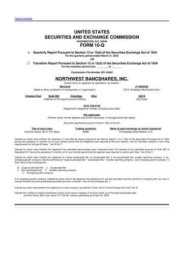 Thumbnail Northwest Bancshares
 10-Q Quarterly Report FY2025 