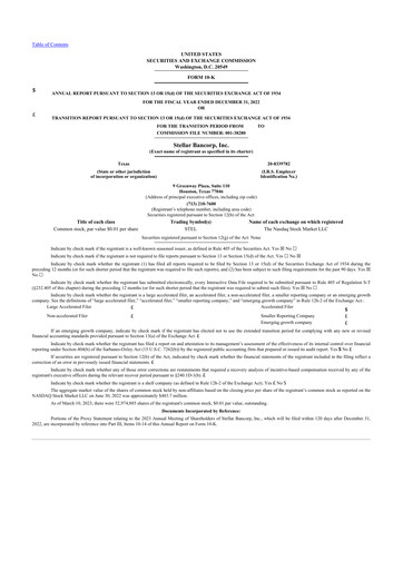 Thumbnail Stellar Bancorp 10-K Annual Report 2022