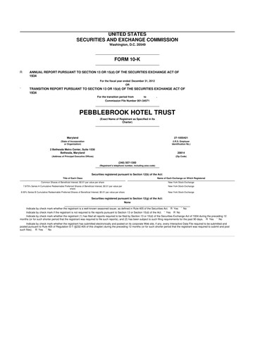 Thumbnail Pebblebrook Hotel Trust 10-K Annual Report 2012