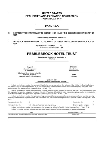 Thumbnail Pebblebrook Hotel Trust 10-Q Quarterly Report FY2014 
