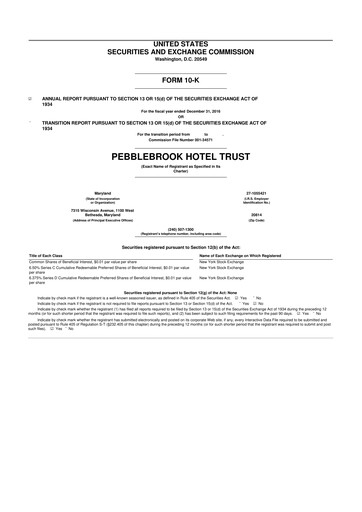 Thumbnail Pebblebrook Hotel Trust 10-K Annual Report 2016