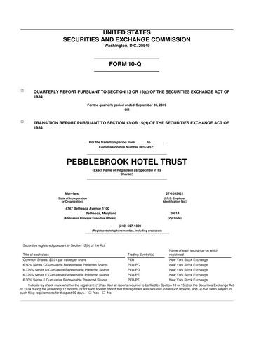 Thumbnail Pebblebrook Hotel Trust 10-Q Quarterly Report FY2019 