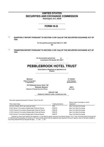 Thumbnail Pebblebrook Hotel Trust 10-Q Quarterly Report FY2020 