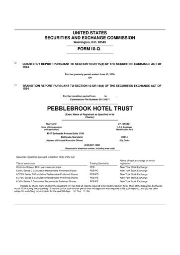 Thumbnail Pebblebrook Hotel Trust 10-Q Quarterly Report FY2020 