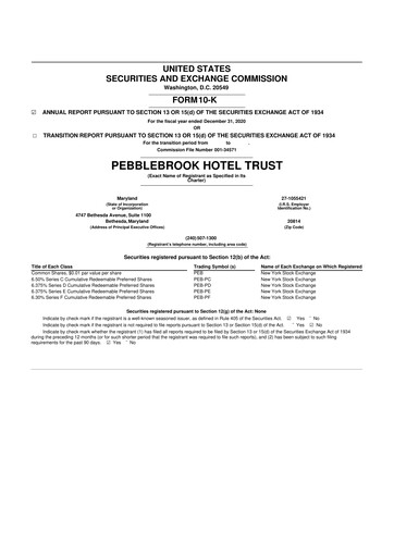 Thumbnail Pebblebrook Hotel Trust 10-K Annual Report 2020