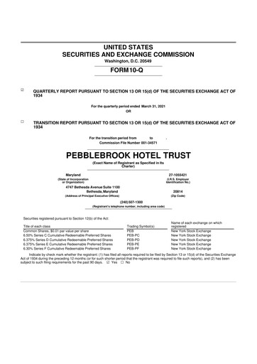 Thumbnail Pebblebrook Hotel Trust 10-Q Quarterly Report FY2021 