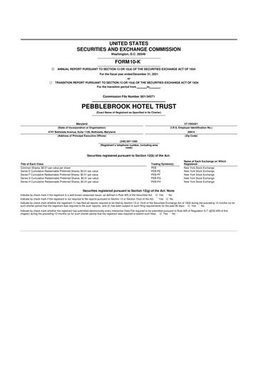 Thumbnail Pebblebrook Hotel Trust 10-K Annual Report 2021