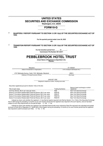 Thumbnail Pebblebrook Hotel Trust 10-Q Quarterly Report FY2022 