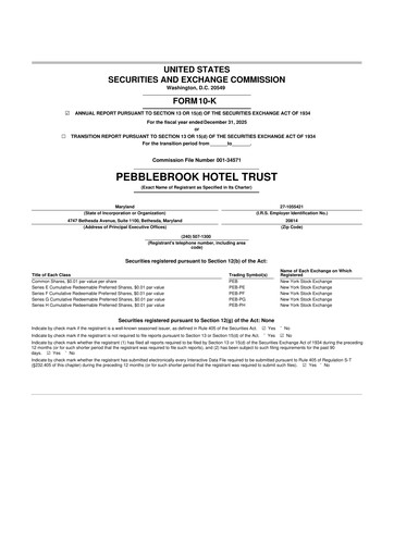 Thumbnail Pebblebrook Hotel Trust 10-K Annual Report 2025