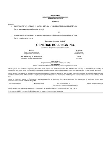 Vorschaubild Generac 10-Q Quartalsbericht  