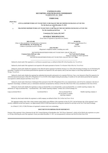 Vorschaubild Generac 10-K Jahresbericht 2011