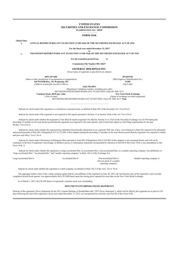 Vorschaubild Generac 10-K Jahresbericht 2012
