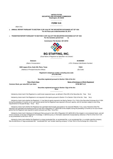 Thumbnail BG Staffing
 10-K Annual Report 2014
