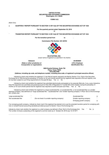 Thumbnail BG Staffing
 10-Q Quarterly Report FY2018 
