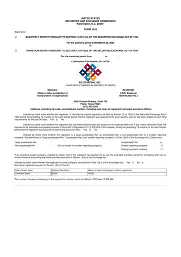 Thumbnail BG Staffing
 10-Q Quarterly Report FY2020 