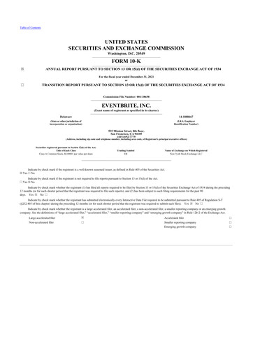 Thumbnail Eventbrite 10-K Annual Report 2021