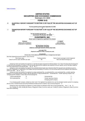 Miniature Eventbrite 10-Q Rapport trimestriel 2023 