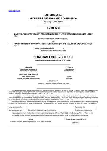 Thumbnail Chatham Lodging Trust 10-Q Quarterly Report FY2014 
