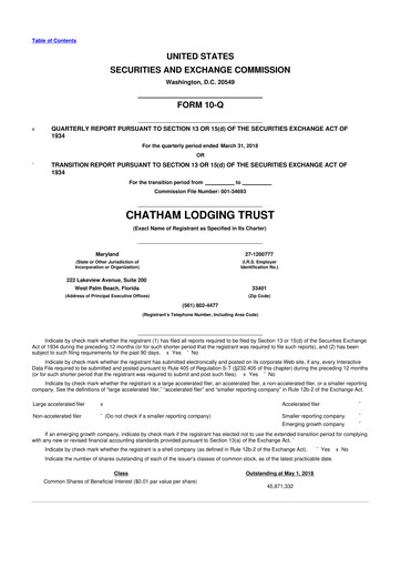 Thumbnail Chatham Lodging Trust 10-Q Quarterly Report FY2018 