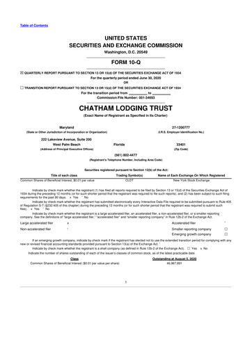 Thumbnail Chatham Lodging Trust 10-Q Quarterly Report FY2020 