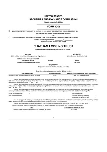 Thumbnail Chatham Lodging Trust 10-Q Quarterly Report FY2020 