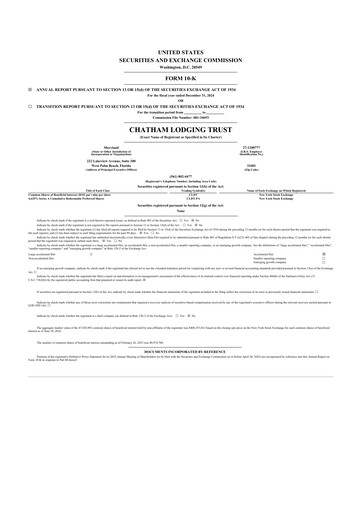 Thumbnail Chatham Lodging Trust 10-K Annual Report 2024