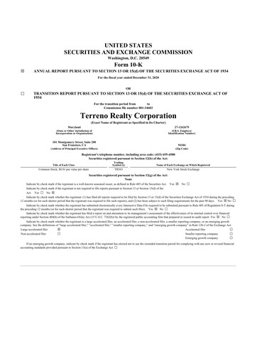 Thumbnail Terreno Realty
 10-K Annual Report 2020