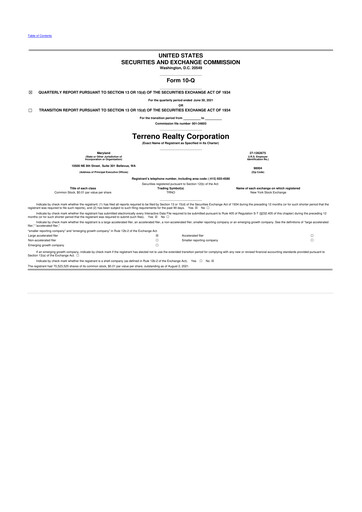 Vorschaubild Terreno Realty
 10-Q Quartalsbericht 2021 