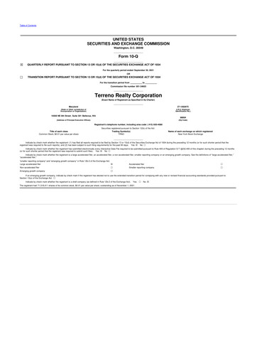 Vorschaubild Terreno Realty
 10-Q Quartalsbericht 2021 