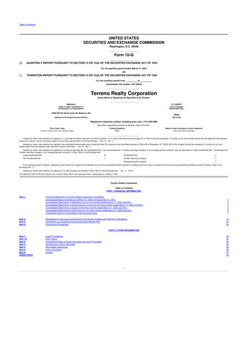 Vorschaubild Terreno Realty
 10-Q Quartalsbericht 2022 