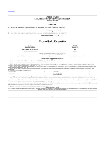 Thumbnail Terreno Realty
 10-K Annual Report 2022