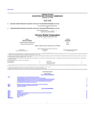 Vorschaubild Terreno Realty
 10-Q Quartalsbericht 2024 