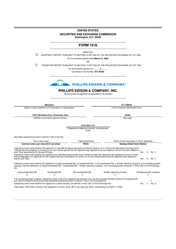 Thumbnail Phillips Edison & Company 10-Q Quarterly Report FY 
