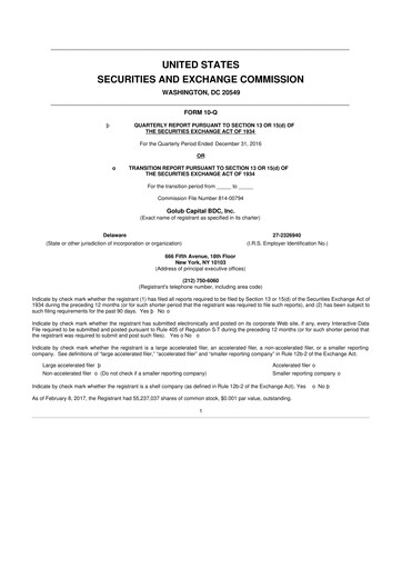 Thumbnail Golub Capital 10-Q Quarterly Report FY 