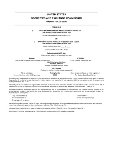 Thumbnail Golub Capital 10-Q Quarterly Report FY 