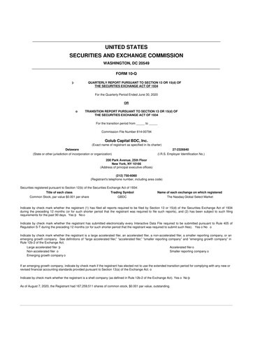 Thumbnail Golub Capital 10-Q Quarterly Report FY 