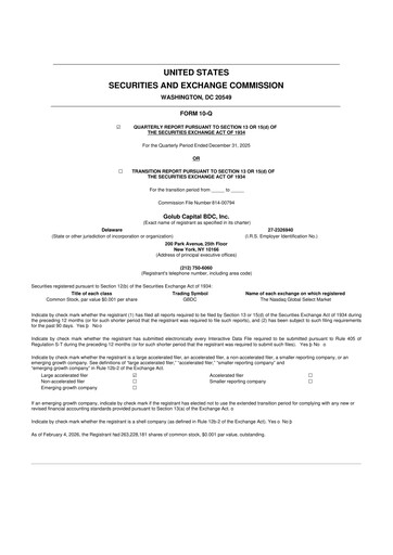 Thumbnail Golub Capital 10-Q Quarterly Report FY 